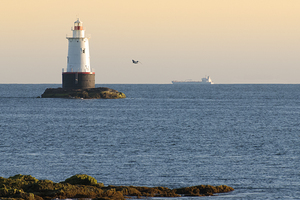 Sakonnet Lighthouse At Sunset in Rhode Island