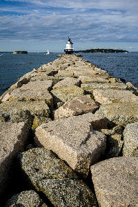 Spring Point Ledge Light at End of 900-Foot Breakwater in Maine