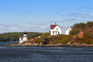 Squirrel Point Light in Autumn on the Kennebec River in Maine