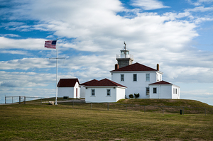 Watch Hill Lighthouse on a Summer Day in Rhode Island 
