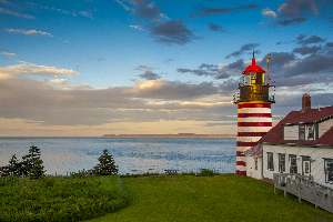 Sunset by West Quoddy Head Lighthouse in Down East Maine