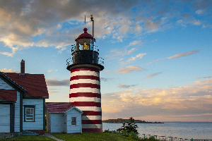 Sunset by West Quoddy Head Light in Down East Maine