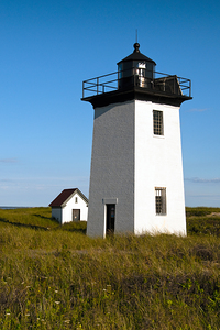 Wood End Lighthouse on Beach Grass in Provincetown on Cape Cod