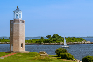 Avery Point Lighthouse On University Campus in Connecticut 