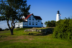 Restored Bakers Island Lighthouse and Grounds in Massachusetts