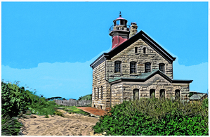 Block Island North Lighthouse Built of Stone in Rhode Island -Illus.