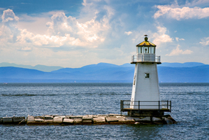 Burlington Breakwater North Light on Lake Champlain in Vermont