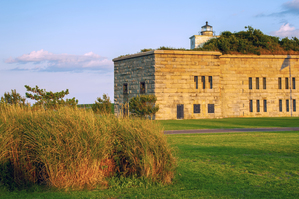 Sunset by Old Clarks Point Lighthouse on Top of Fort Taber in Massachusetts