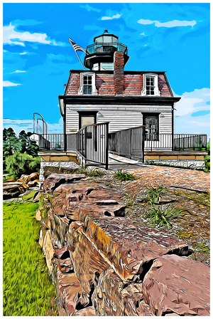 Colchester Reef Lighthouse in Outdoor Shelburne Museum in Vermont - Illus.