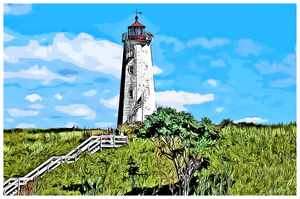 Faulkners Island Lighthouse Tower in Connecticut - Illus.