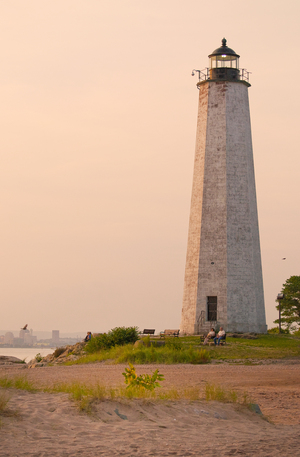 Relaxing at Dusk at File Mile Point Lighthouse in Connecticut