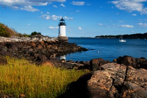 Fort Pickering Winter Island Lighthouse Over Salem Harbor in Massachusetts