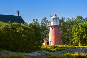 Pink Tower of Isle La Motte Lighthouse in Northern Vermont