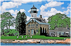 Morgan Point Lighthouse in Connecticut - Illus.