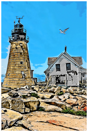 Storm Damage at the Most Remote Lighthouse in Maine - Illus.