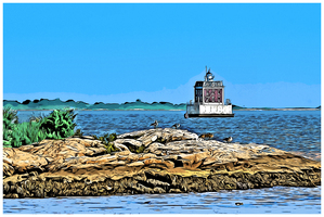 New London Ledge Lighthouse in Connecticut -Illus.