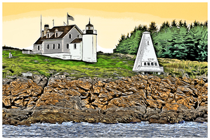 Tenants Harbor Lighthouse in Midcoast Maine - Illus.