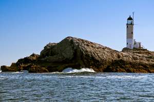 Isles of Shoals White Island Lighthouse Sits on Rocky Island in New Hampshire