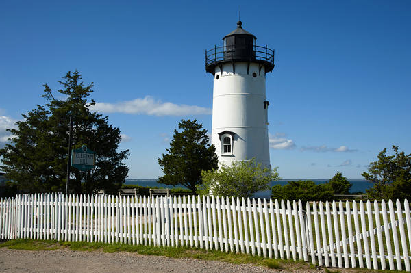 Old Picket Fence By East Chop Light on Marthas Vineyard Island in Massachusetts Print