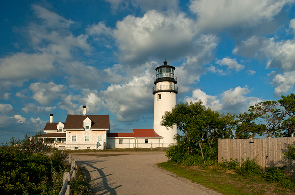 Cumulus Clouds Over Highland Lighthouse on Cape Cod in Massachusetts Print