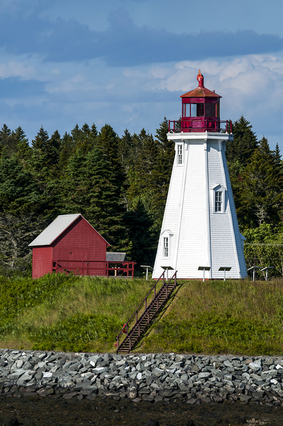 Mulholland Lighthouse Wooden Tower At Low Tide on Canadian Border  Print