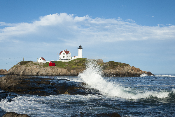 Wave Matches Cloud Formation by Nubble Cape Neddick Lighthouse in Maine  Print