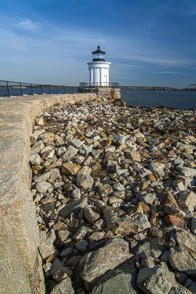 Breakwater Leads to Portland Breakwater Bug Light in Maine Print