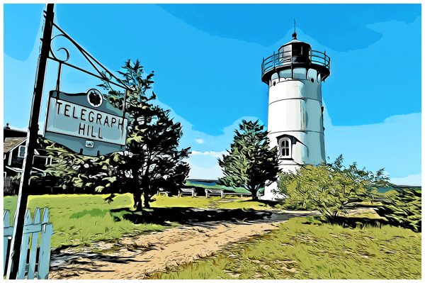 East Chop Lighthouse on Marthas Vineyard in Massachusetts - Illus. Print