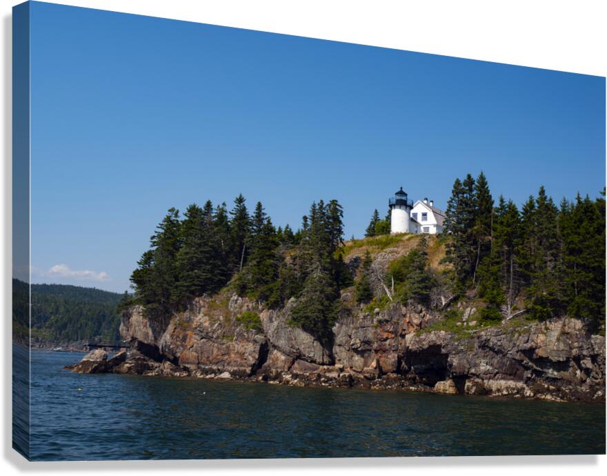 Bear Island Light Over Rocky Cliffs in Acadia National Park  Canvas Print