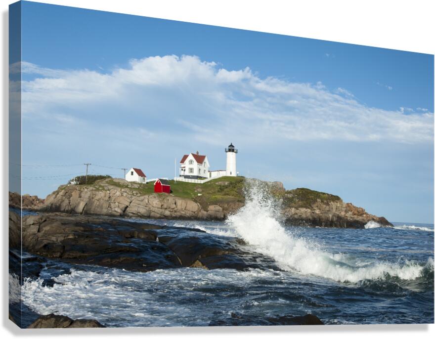 Wave Matches Cloud Formation by Nubble Cape Neddick Lighthouse in Maine  Canvas Print