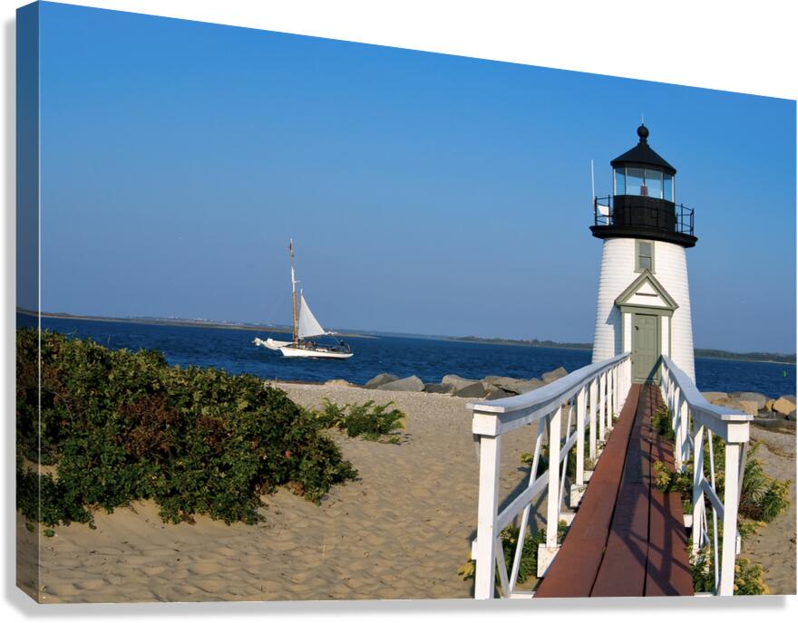 Brant Point Lighthouse Guides Mariners Into Nantucket Harbor in Massachusetts  Canvas Print