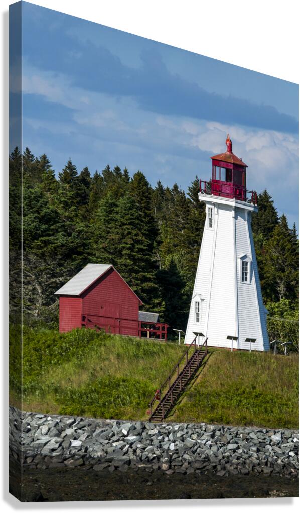Mulholland Lighthouse Wooden Tower At Low Tide on Canadian Border  Canvas Print