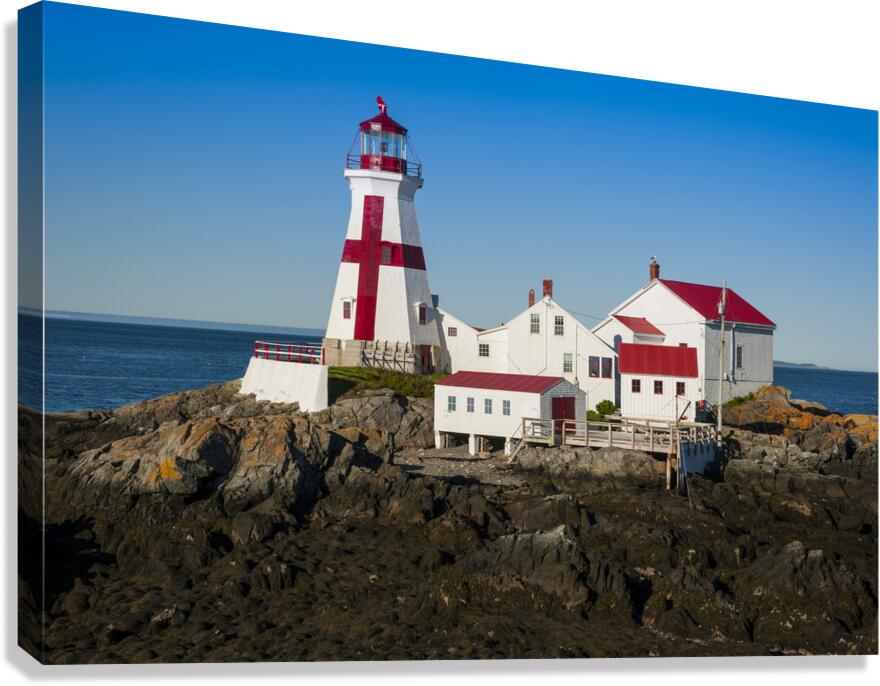 Head Harbor Lighthouse with Distintive Red Cross on Campobello Island in Canada  Canvas Print