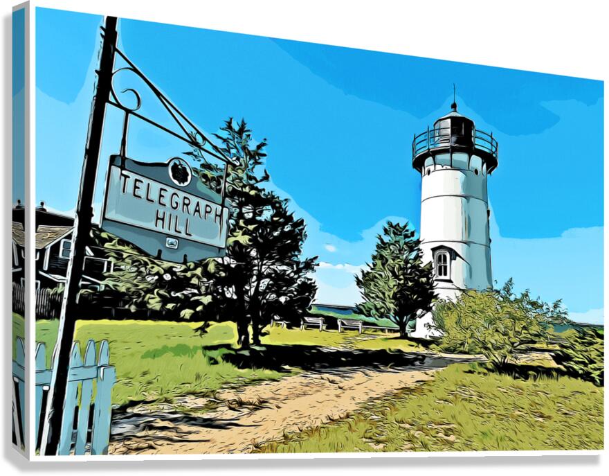 East Chop Lighthouse on Marthas Vineyard in Massachusetts - Illus. Canvas Print