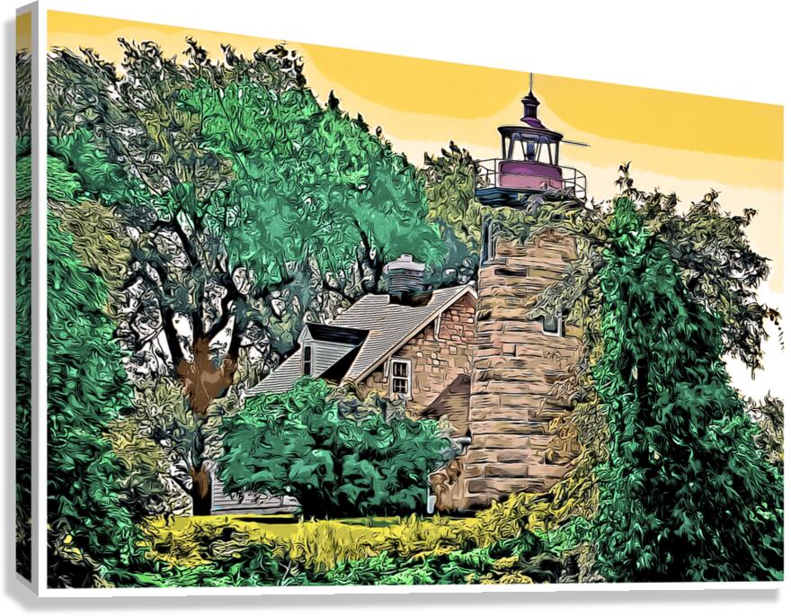 Windmill Point Lighthouse in Early Morning in Vermont - Illus. Canvas Print
