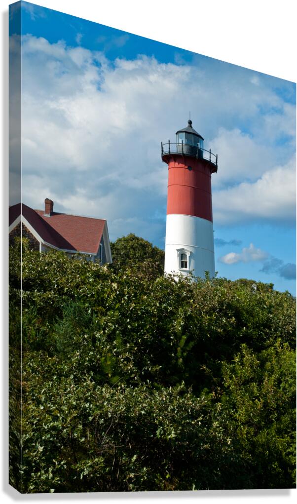 Striped Tower of Nauset Lighthouse on Cape Cod in Massachusetts Canvas Print