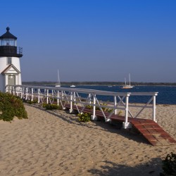 Walkway at Brant Point Light Overlooking Nantucket Harbor in Massachusetts