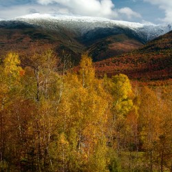  Snow on Mount Washington Amid Fall Foliage in New Hampshire