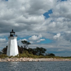 Sunlit Black Rock Harbor Lighthouse in Bridgeport in Connecticut
