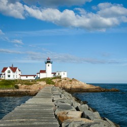 Breakwater Extends from Eastern Point Light in Gloucester in Massachusetts