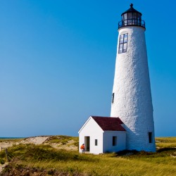 Great Point Light Tower on Nantucket Island in Massachusetts