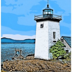 Grindle Point Lighthouse  on Islesboro Island in Maine -Illus.