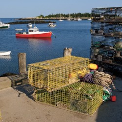 Lobster Boats in Remote Matinicus Harbor in Maine