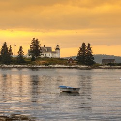 Sunset Behind Pumpkin Island Light in Maine