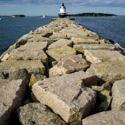 Spring Point Ledge Light at End of 900-Foot Breakwater in Maine