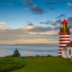 Sunset by West Quoddy Head Lighthouse in Down East Maine