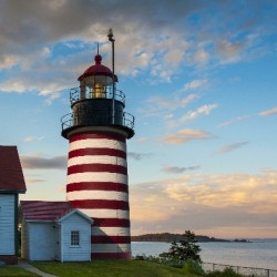 Sunset by West Quoddy Head Light in Down East Maine