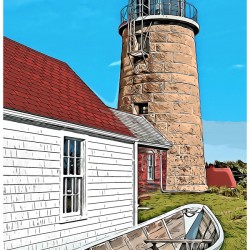 Monhegan Island Lighthouse a Favorite Attraction in Maine - Illus.