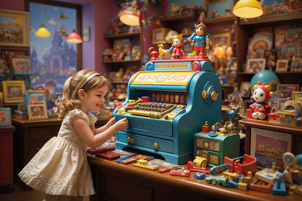 Default A charmingly vibrant toy store cashier co Print