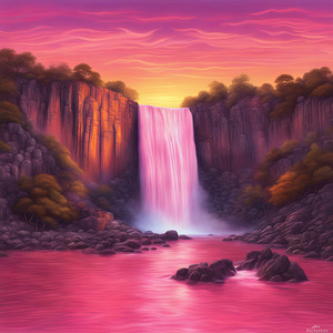 Waterfall & Sunset 